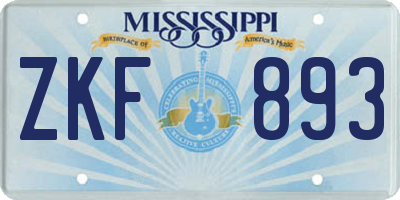 MS license plate ZKF893