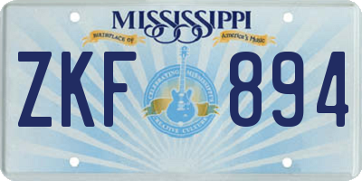 MS license plate ZKF894