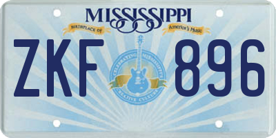MS license plate ZKF896