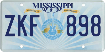 MS license plate ZKF898