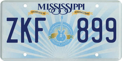 MS license plate ZKF899