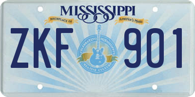 MS license plate ZKF901