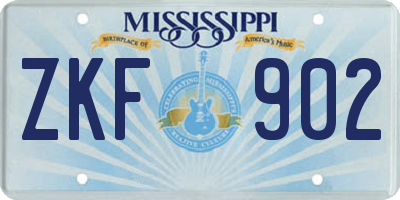 MS license plate ZKF902
