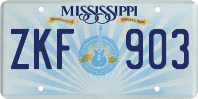 MS license plate ZKF903