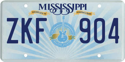 MS license plate ZKF904