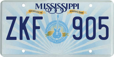 MS license plate ZKF905