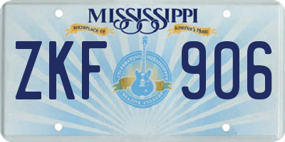 MS license plate ZKF906