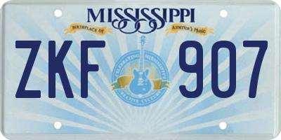 MS license plate ZKF907
