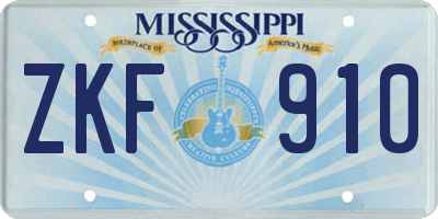 MS license plate ZKF910