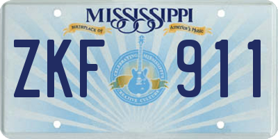 MS license plate ZKF911