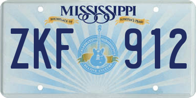 MS license plate ZKF912