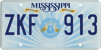 MS license plate ZKF913