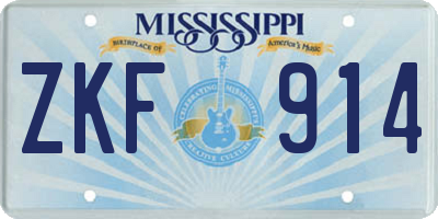 MS license plate ZKF914