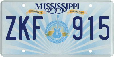 MS license plate ZKF915