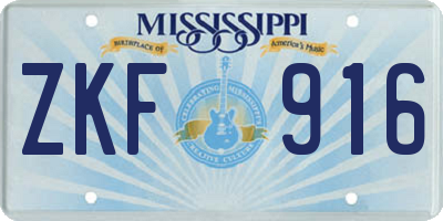 MS license plate ZKF916