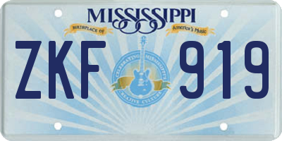 MS license plate ZKF919