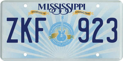 MS license plate ZKF923