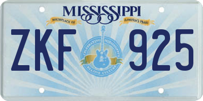 MS license plate ZKF925