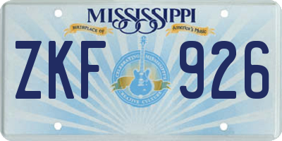 MS license plate ZKF926