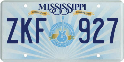MS license plate ZKF927