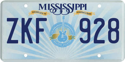 MS license plate ZKF928