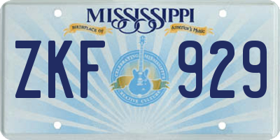 MS license plate ZKF929