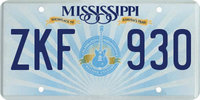MS license plate ZKF930