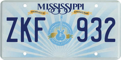 MS license plate ZKF932