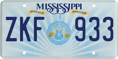 MS license plate ZKF933