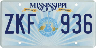 MS license plate ZKF936