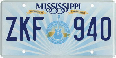 MS license plate ZKF940