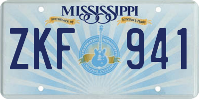 MS license plate ZKF941