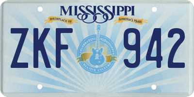 MS license plate ZKF942