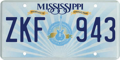 MS license plate ZKF943