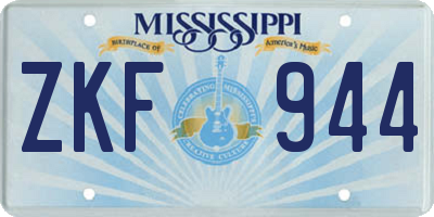 MS license plate ZKF944