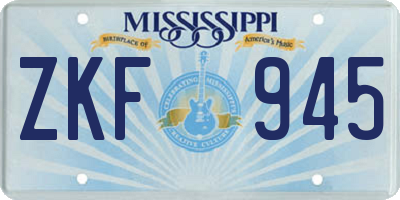 MS license plate ZKF945