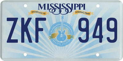 MS license plate ZKF949