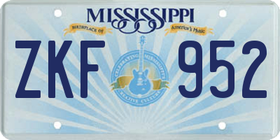 MS license plate ZKF952