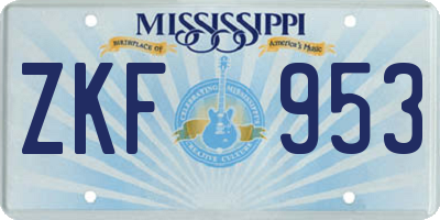 MS license plate ZKF953