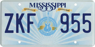 MS license plate ZKF955