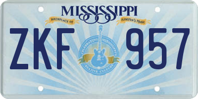 MS license plate ZKF957