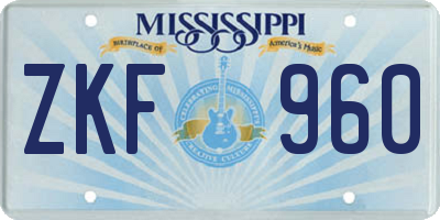 MS license plate ZKF960