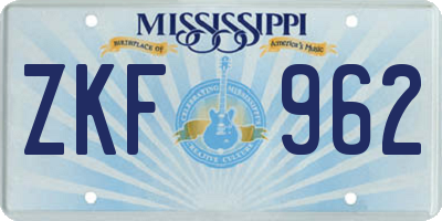 MS license plate ZKF962
