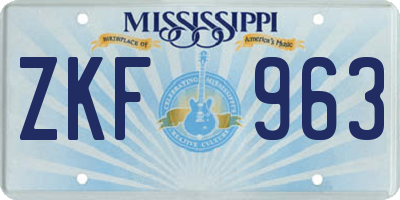 MS license plate ZKF963