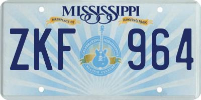 MS license plate ZKF964