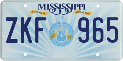 MS license plate ZKF965