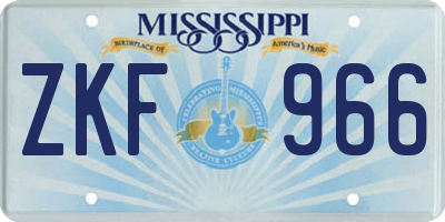 MS license plate ZKF966