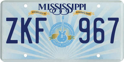 MS license plate ZKF967