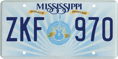 MS license plate ZKF970