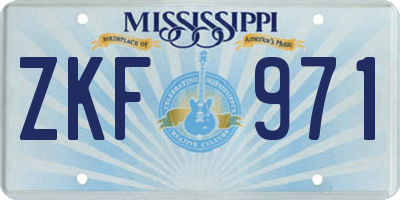 MS license plate ZKF971
